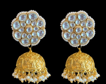 DER114 Atheeba kundan jadau jhumka, förgyllda, indiska smycken
