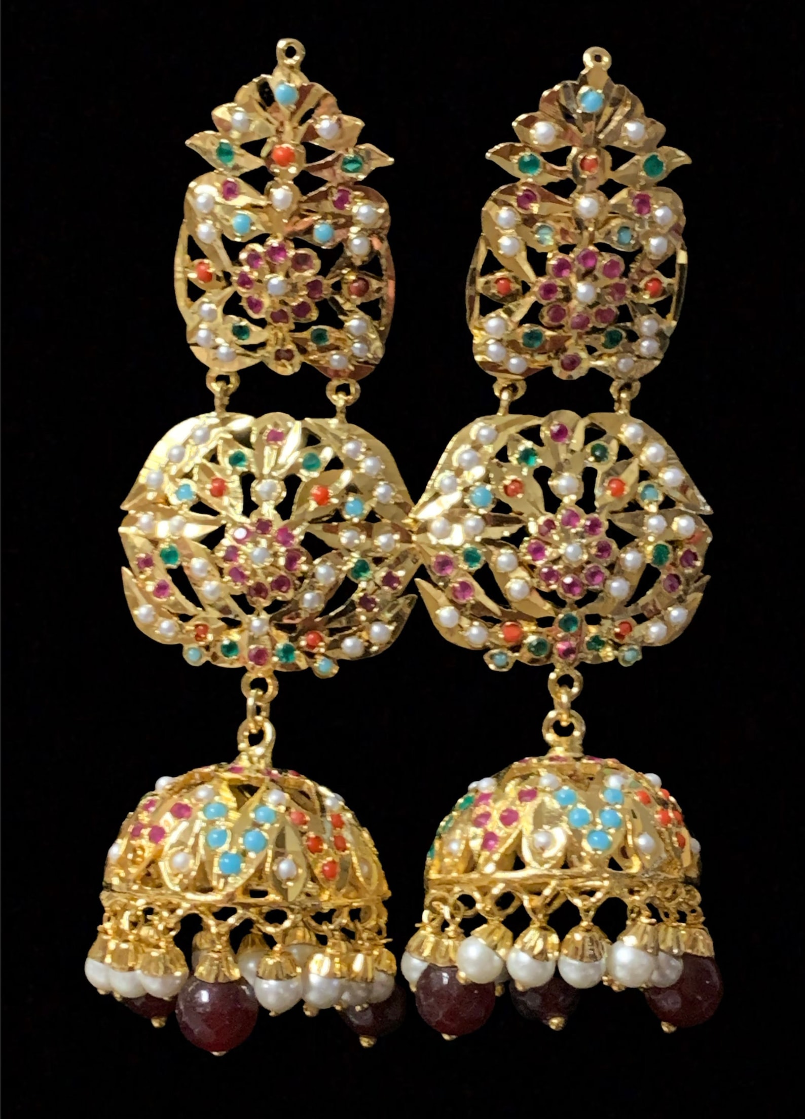Vidisha Punjabi jadau jhumka Earrings in pearls , Indian jewellery