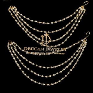 Kanya pearl ear supports - ear chain - Indian jewellery , Sahara - gifts for her - Deccan jewelry - South Indian jewelry