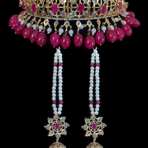 C109  Hyderabadi jadavi lacha in ruby  beads , , Indian gold plated jewellery