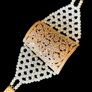 B81 Punjabi jadau bracelet in pearls , Indian jewellery