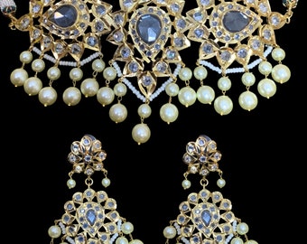 C182 Shaburi gold plated hyderabadi choker with pearls in gold plating , Indian jewellery