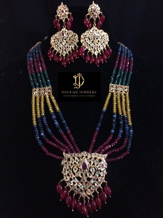 Iana Navratan Hyderabadi Jadau Necklace 