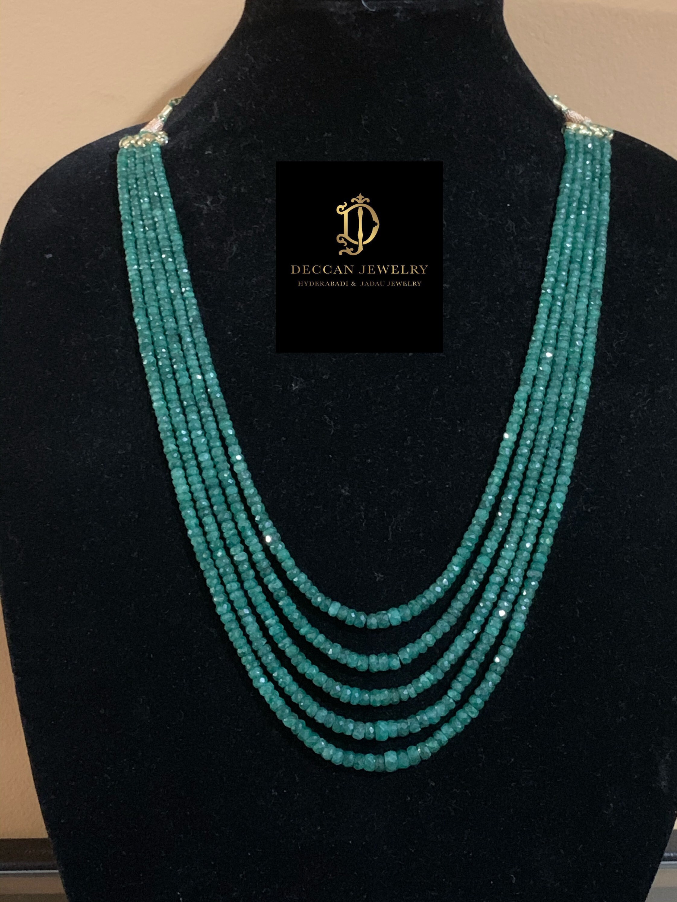 Natural Emerald Bead Necklace Indian 