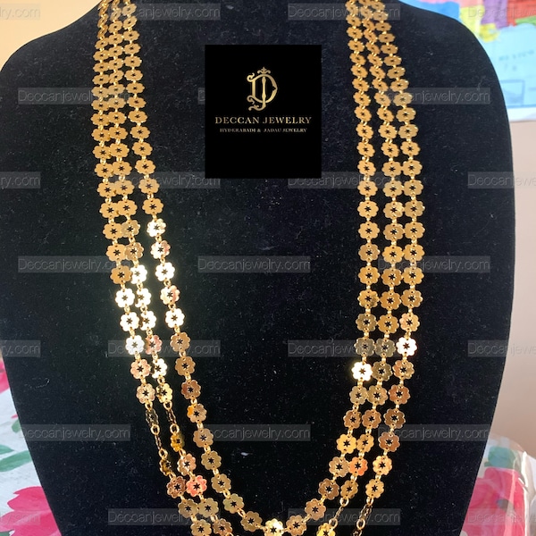 Hyderbadi Jadau chandan  rani haar in gold  plating , Indian jewellery , DJRH05GP