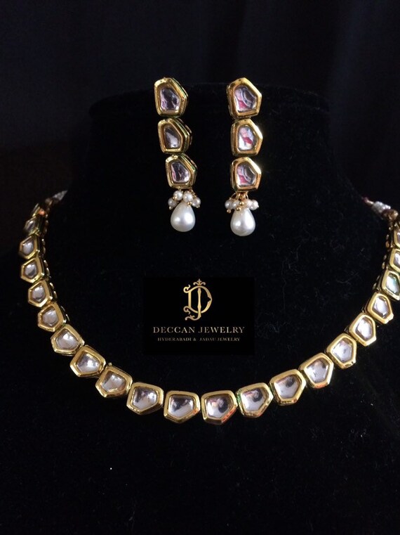 kundan single line necklace