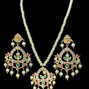 PS485 Diana hyderabadi jadau pendant set in ruby emerald      , Indian jewellery