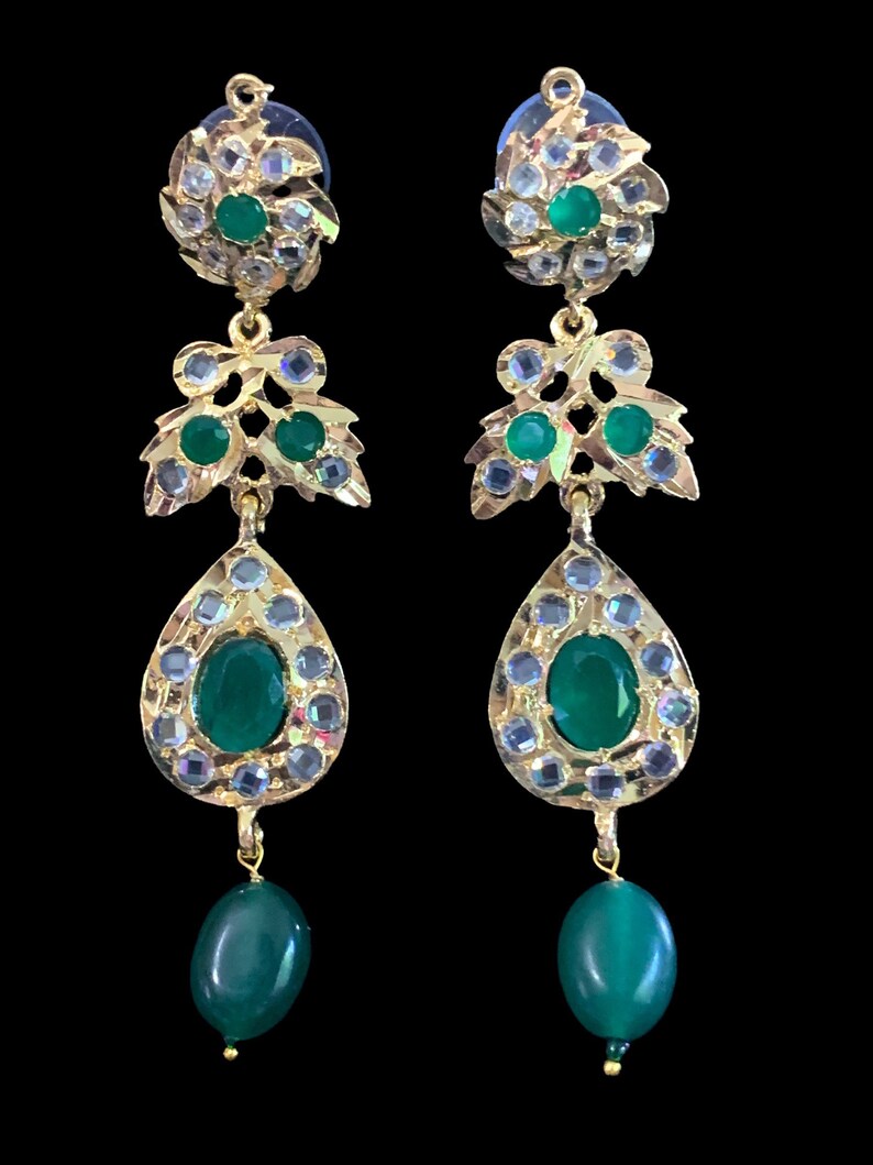 PS37 Hyderabadi Jadau Jugni in Emerald Beads Indian - Etsy
