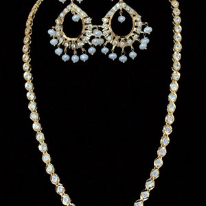 Bhanu hyderabadi polki gold plated necklace with earrings  , Indian jewellery NS94