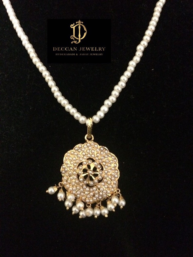 Naima punjabi jadau pendant in pearls indian jewellery