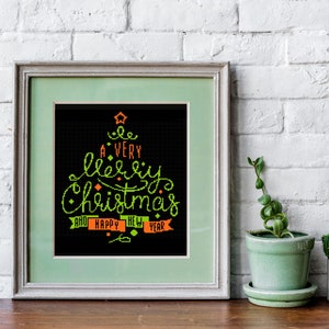Modern Christmas Cross stitch pattern, embroidery christmas gift, Christmas tree 2022 and New year xstitch, Xmas counted cross stitch chart