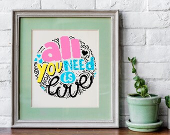 Modern cross stitch pattern, Love cross stitch PDF scheme, motivation simple text cross stitch, positive funny quote, love pdf cross