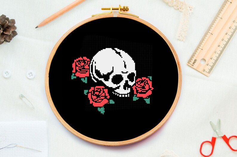 Sugar White Skull Cross Stitch Pattern Gothic Skull With Rose - Etsy
