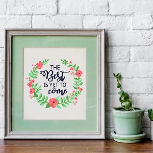 Inspirerend citaat kruissteekpatroon, positief borduurschema, motiverende tekst borduurpunt eenvoudig PDF-schema, eenvoudige moderne xstitch