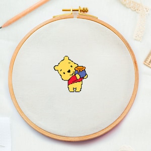 Winnie the pooh cross stitch pattern Nursery counted cross stitch Announcement newborn xstitch Baby teddy bear needlepoint DIY pdf