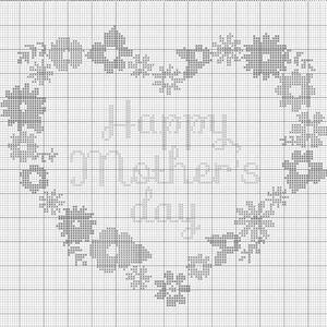 Flowers heart Mothers day Cross stitch, Mom cross stitch, Mother's Day cross, pink yellow cross stitch mother day, Flower Mothers day Cross image 4