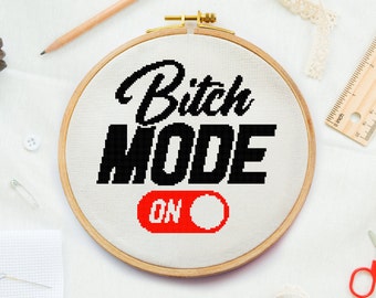 Modern cross stitch pattern, Sassy ebmroidery pattern, Swear pdf Rude xstitch, adult dirty cross stitch, Subversive Bitch cross stitch