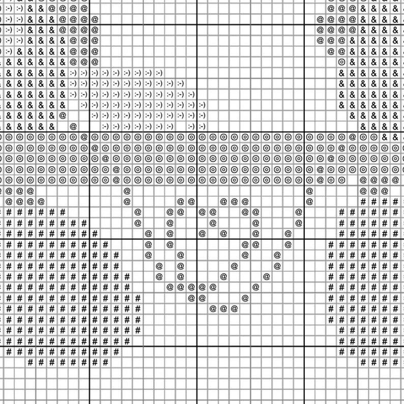 Op de afbeelding: Zwart-witte kruissteekpatroon met een hartvorm in het midden. Het hart wordt omringd door een cirkel van kleinere harten. Het patroon is op een witte achtergrond.