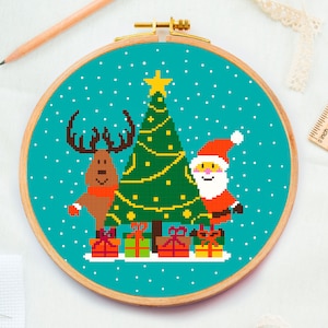 Christmas 2022 cross stitch pattern, New year DIY gift xstitch, Xmas counted easy ans simple modern cross stitch, Presents embroidery design