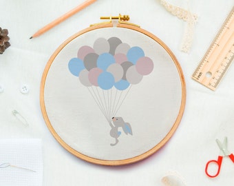 Baby, kinderen Kruissteekpatroon | Grappig konijn babykamer kruissteekpatroon | kinderkamer xstitch