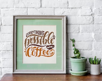 coffee cross stitch pattern, kitchen coffee wall art decor cross stitch pattern