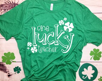 One Lucky Teacher Tee // St. Patrick's Day Shirt // Green Shirt // Clover// Lucky // Unisex //