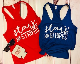 Stars and Stripes Tank Top // 4th of July // Independence Day Racerback // Red White and Blue