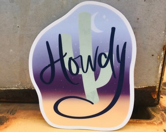 Howdy Desert at Sunset Cactus Sticker