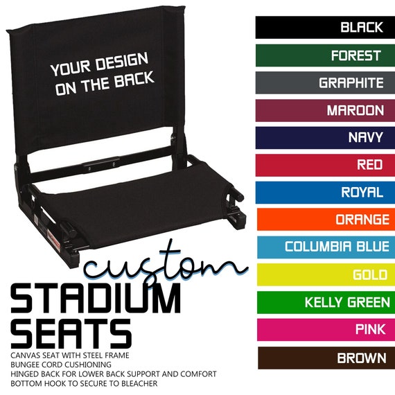 Custom Stadium Seats // School Team Mascot // Personalized // Bungee Cord Cushion  Seat // Canvas and Steel Frame With Bleacher Hook -  Finland