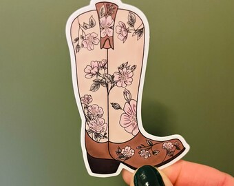 Prairie Rose Wildflower Cowboy Boot Sticker