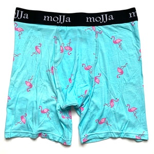 Men&#39;s Flamingo Boxer Briefs | Modal Underwear | Fun Gitch | Groom Gifts | Sweat Proof | Comfortable Undies | Funky Gifts for Men Him