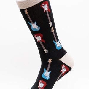 Calcetines de equipo de guitarra, Calcetines divertidos, Calcetines geniales, Calcetines impresionantes, Calcetines locos, Calcetines de novio, Calcetines funky, Calcetines de hombre, Músico
