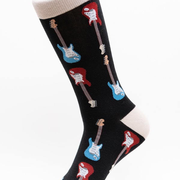 Guitar Crew Socks | Fun Socks | Cool Socks | Awesome Socks | Crazy Socks | Groom Socks | Funky Socks | Men's Socks | Musician
