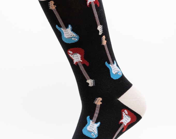 Guitar Crew Socks | Fun Socks | Cool Socks | Awesome Socks | Crazy Socks | Groom Socks | Funky Socks | Men's Socks | Musician