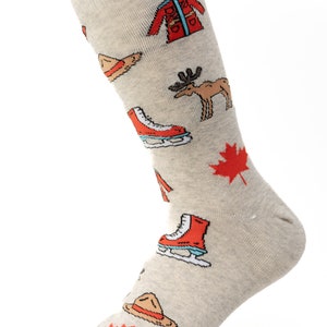 Women&#39;s Canada Theme Socks | Moose, Bear, Maple Leaf Socks | Skating | Awesome Socks | Crazy Socks | Gifts for her | Funky Socks
