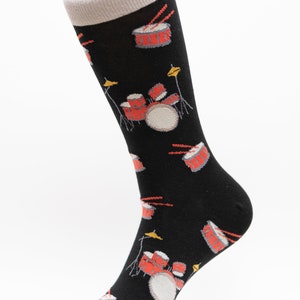 Drum Crew Socks | Fun Socks | Cool Socks | Awesome Socks | Crazy Socks | Groom Socks | Funky Socks | Music | Band | Men&#39;s Socks