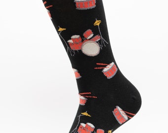 Drum Crew Socks | Fun Socks | Cool Socks | Awesome Socks | Crazy Socks | Groom Socks | Funky Socks | Music | Band | Men&#39;s Socks