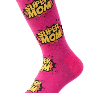 Super Mom Crew-sokken | Leuke sokken | Gaaf | Geweldige sokken | Gekke sokken | Moederdagsokken | Funky sokken | Grand Ma-cadeaus | Moeder geschenken