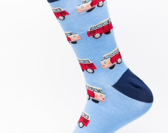 Camper Van Socks | Fun Socks | Cool Socks | Awesome Socks | Crazy Socks | Groom Socks | Funky Socks | Camp Trailer | Road Trip