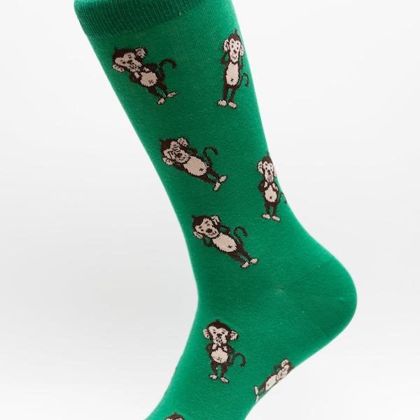 Monkey Crew Socks | Fun Socks | Cool Socks | Awesome Socks | Crazy Socks | Groom Socks | Funky Socks | Men's Socks | Three Wise Monkey