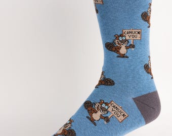 Canuck You Men's Socks | Canadian Theme Socks | Men's Novelty Socks | Awesome Socks | Crazy Socks | Groom Socks | Funky Socks