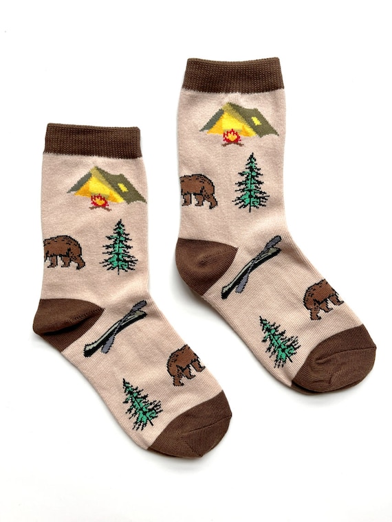 Kid's Tent, Tree, & Bear Camping Socks Kid's Tent, Tree, & Bear Camping Socks