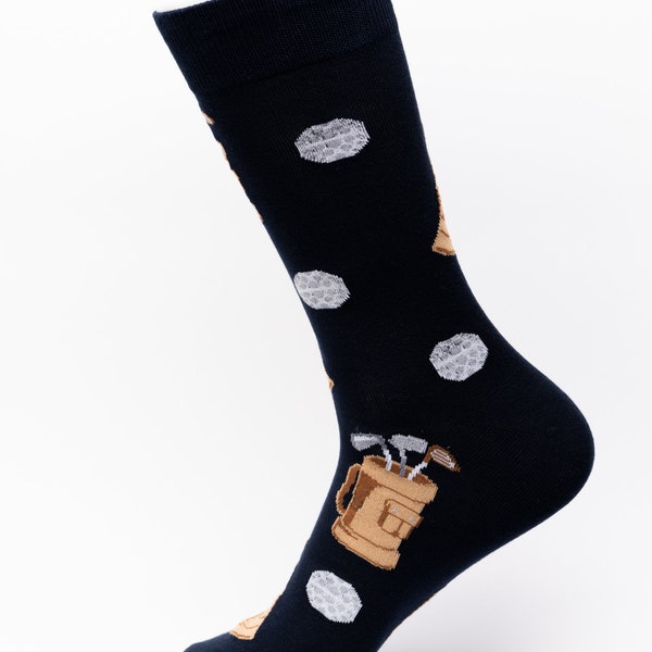 Golf Clubs and Bag Crew Socks | Fun Socks | Novelty Socks | Awesome Socks | Groom Socks | Funky Socks | Men's Socks | Golf Course