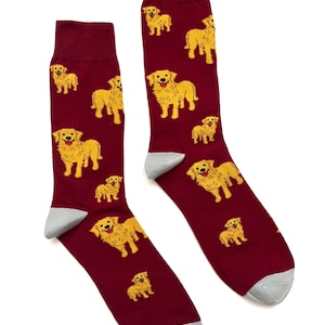 Golden Retriever-sokken met ronde hals | Leuke sokken | Coole sokken | Geweldige sokken | Crazy Socks | Hondensokken | Funky sokken | Herensokken | Dierensokken