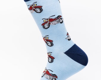 Motorcycle Crew Socks | Fun Socks | Cool Socks | Awesome Socks | Novelty Socks | Groom Socks | Funky Socks | Men's Socks | Biker