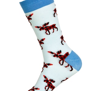 Canada Moose Plaid Socks | Men&#39;s Socks | Novelty Socks | Canadian Socks | Wilderness Socks | Great Outdoors | Groom Socks | Funky Socks