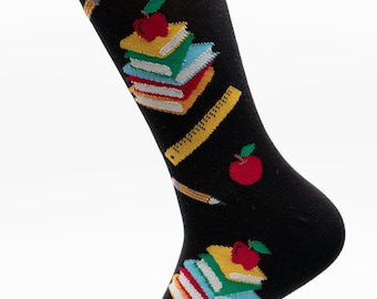 Teacher Socks | Fun Socks | Cool Socks | Awesome Socks | Crazy Socks | Groom Socks | Funky Socks | Books | Pencils | Foot Ruler