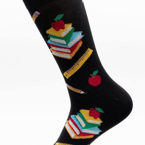 Teacher Socks | Fun Socks | Cool Socks | Awesome Socks | Crazy Socks | Groom Socks | Funky Socks | Books | Pencils | Foot Ruler