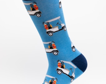 Golf Cart Crew Socks | Fun Socks | Cool Socks | Awesome Socks | Crazy Socks | Groom Socks | Funky Socks | Men&#39;s Socks | Golf Course