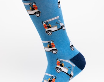 Golf Cart Crew Socks | Fun Socks | Cool Socks | Awesome Socks | Crazy Socks | Groom Socks | Funky Socks | Men's Socks | Golf Course